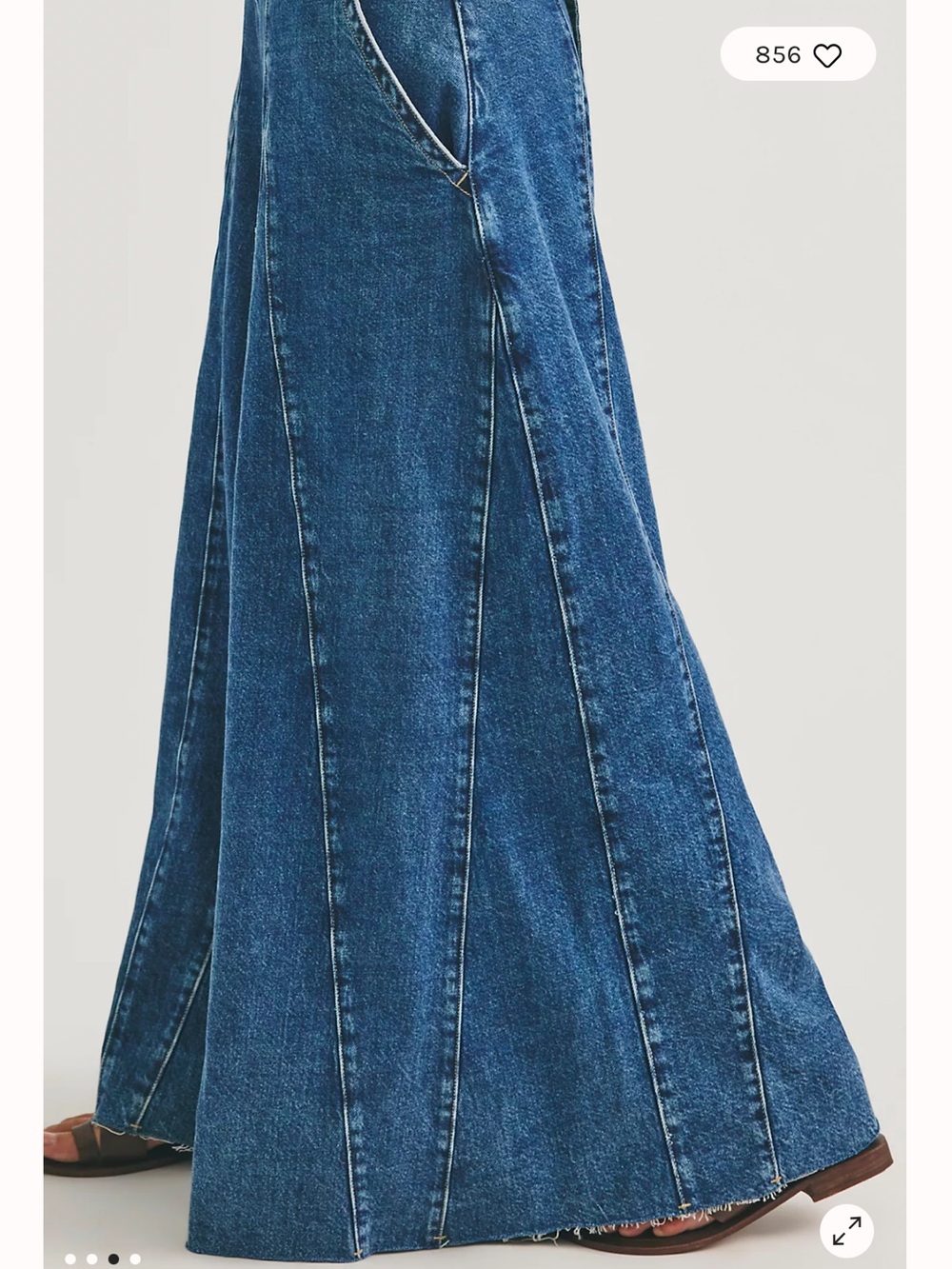 We The Free People Vista Apron Wide Leg Godet Halter Seamed Jumpsuit 28 - Picture 3 of 10